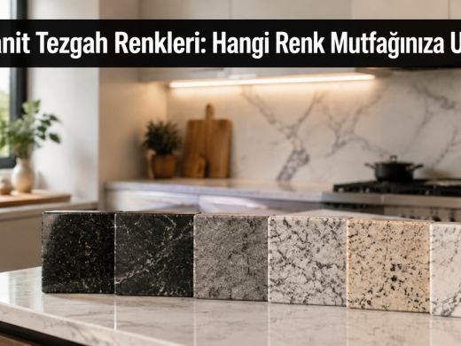 Modern bir mutfakta granit tezgah renkleri örnekleri