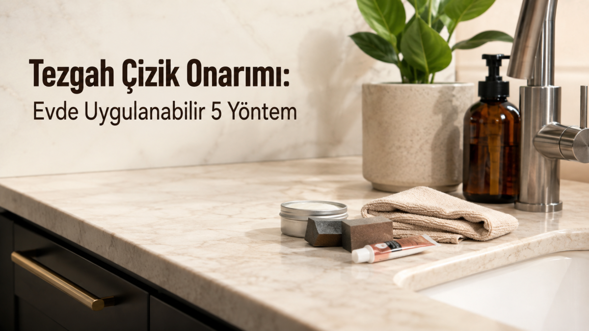 Mutfak tezgahındaki çiziklerin onarımı için sprey ve bez kullanımı - tezgah çizik onarımı