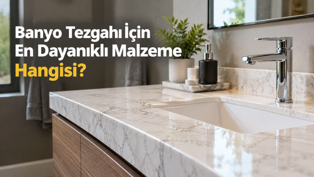 Banyo tezgahı dayanıklı malzeme seçenekleri: porselen, granit ve Çimstone yüzey karşılaştırması